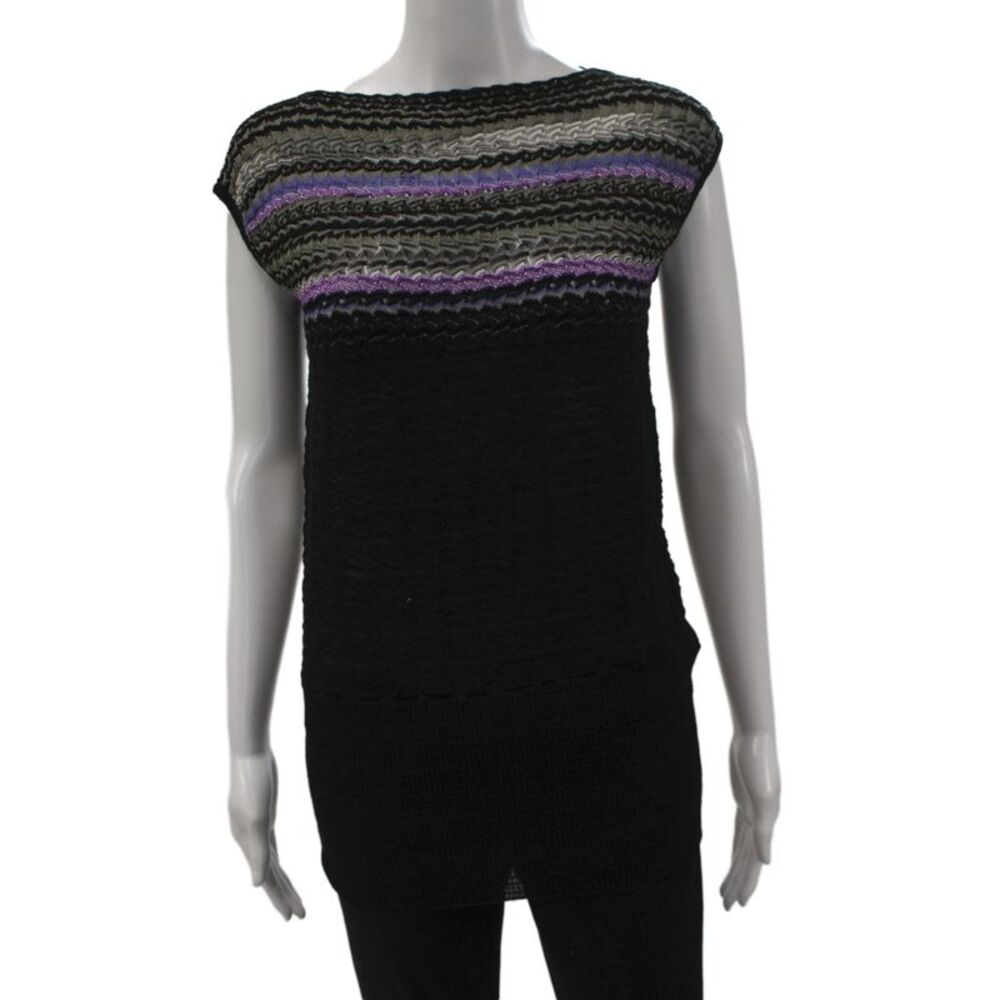 Missoni Womens Sleeveless Striped Tunic Black Viscose Merino Size S